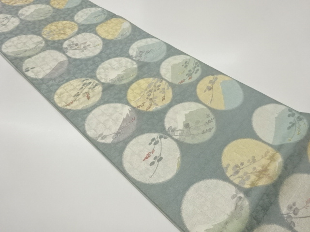 JAPANESE FUKURO OBI / GIN-TOSHI / WOVEN ROUNDEL & MT. FUJI